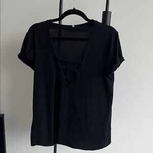 Black Cut-Out Women’s T Shirt